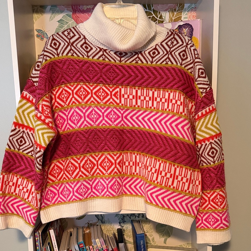 Boutique neon + neutral turtleneck sweater
